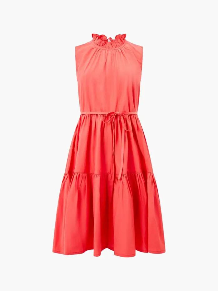 French Connection Dresses Era Poplin Sleeveless High Neck Mini Dress Cayenne Red 8211 Woman