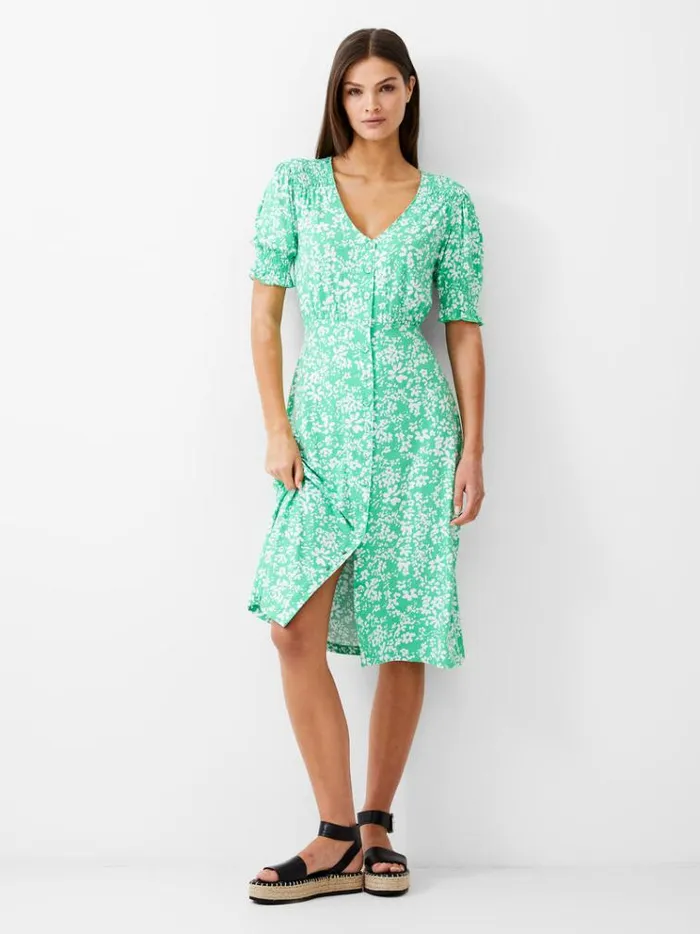 French Connection Dresses Florale ButtonThrough Midi Dress Poise Greenwhite 8211 Woman French Connection Dresses Florale ButtonThrough Midi Dress Poise Greenwhite 8211 Woman