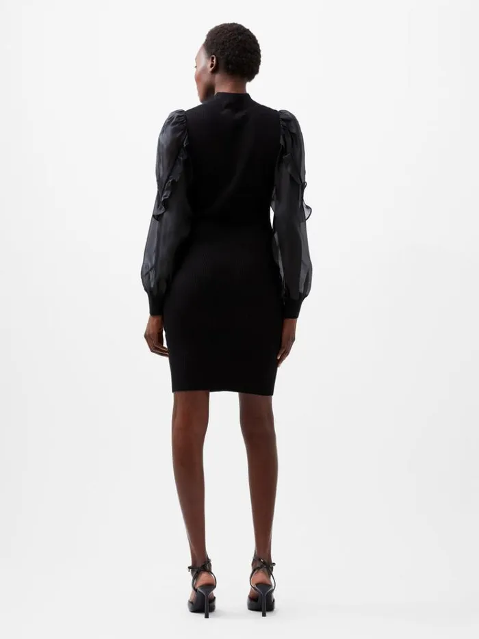 French Connection Dresses Krista Organza Puff Sleeve Dress Blackout 8211 Woman