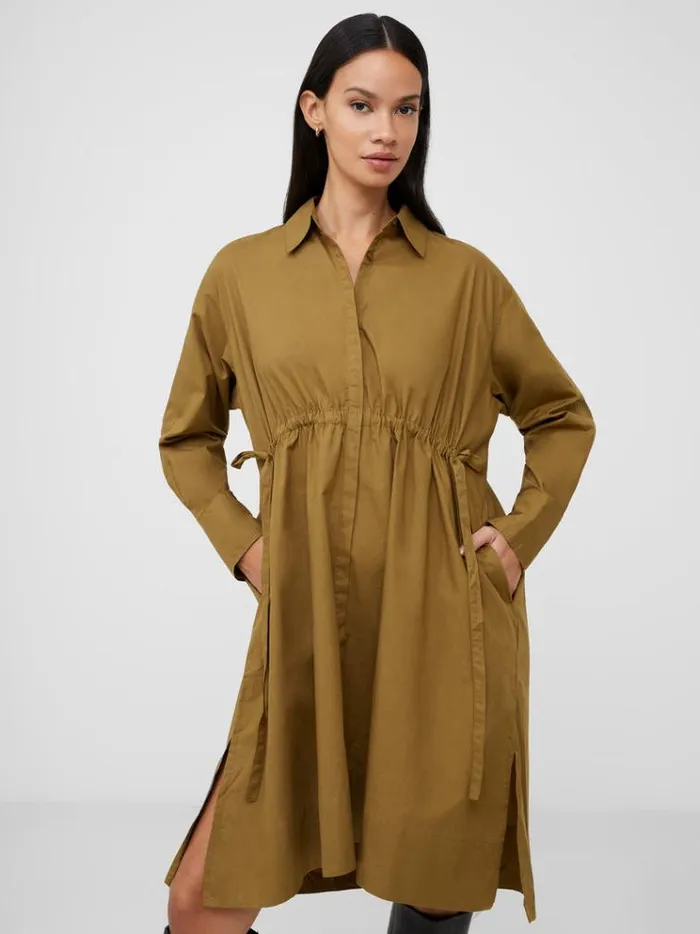 French Connection Dresses Rhodes Poplin Shirt Dress Nutria 8211 Woman