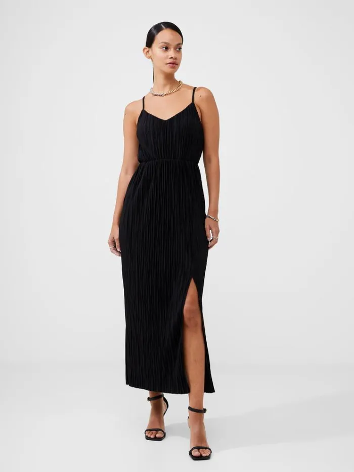French Connection Dresses Strappy Plisse Jersey Maxi Dress Black 8211 Woman