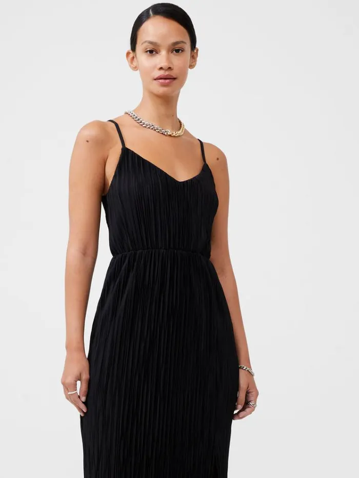 French Connection Dresses Strappy Plisse Jersey Maxi Dress Black 8211 Woman