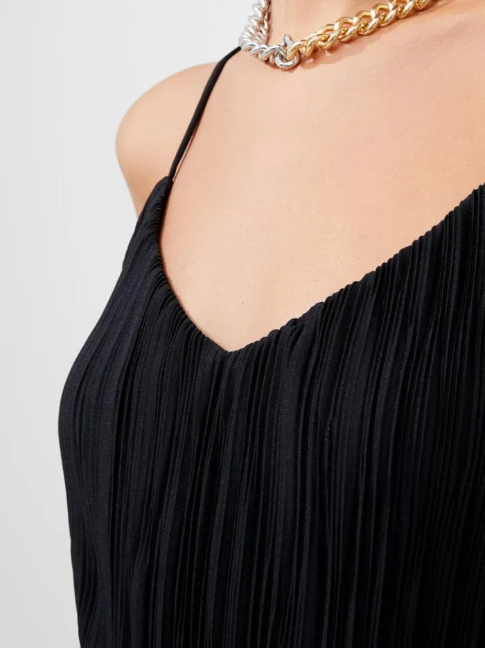 French Connection Dresses Strappy Plisse Jersey Maxi Dress Black 8211 Woman