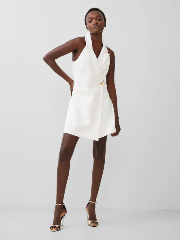 French Connection Dresses Whisper Halter Blazer Mini Dress Summer White 8211 Woman