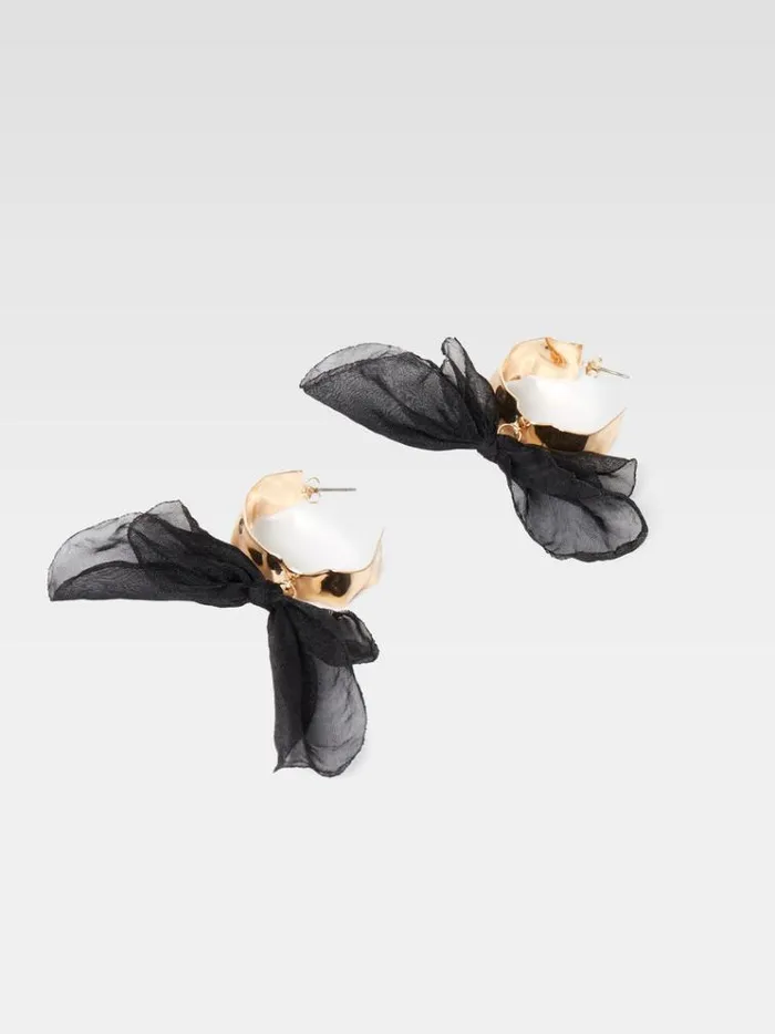 French Connection Jewellery Bow Hoop Earrings Blackgold 8211 Woman