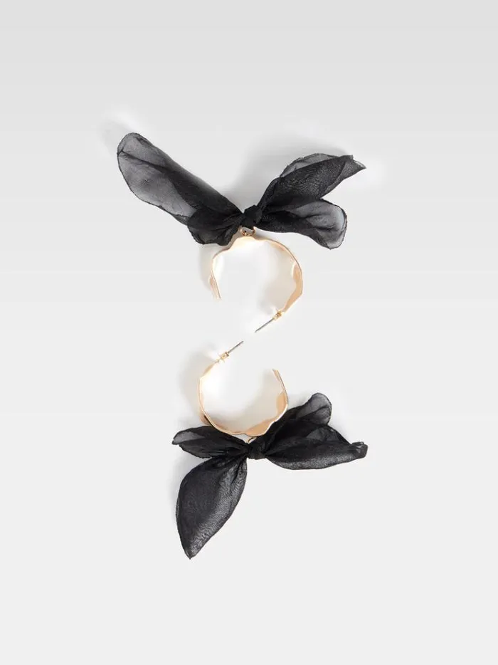 French Connection Jewellery Bow Hoop Earrings Blackgold 8211 Woman