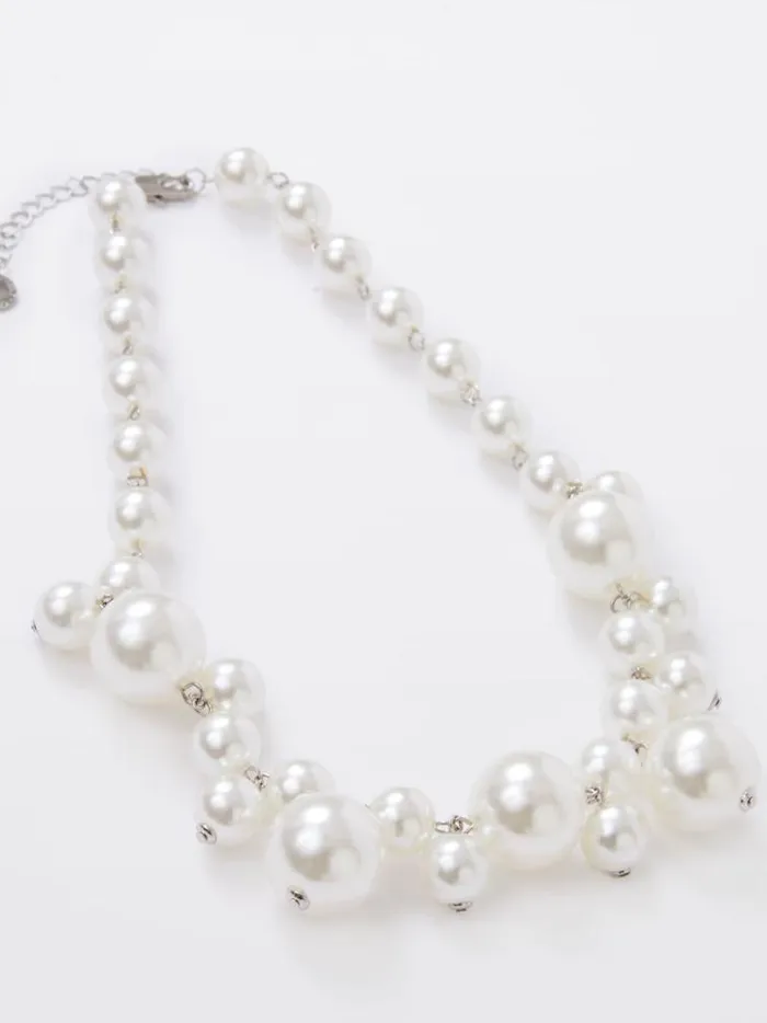 French Connection Jewellery Multi Faux Pearls Cluster Necklace White 8211 Woman