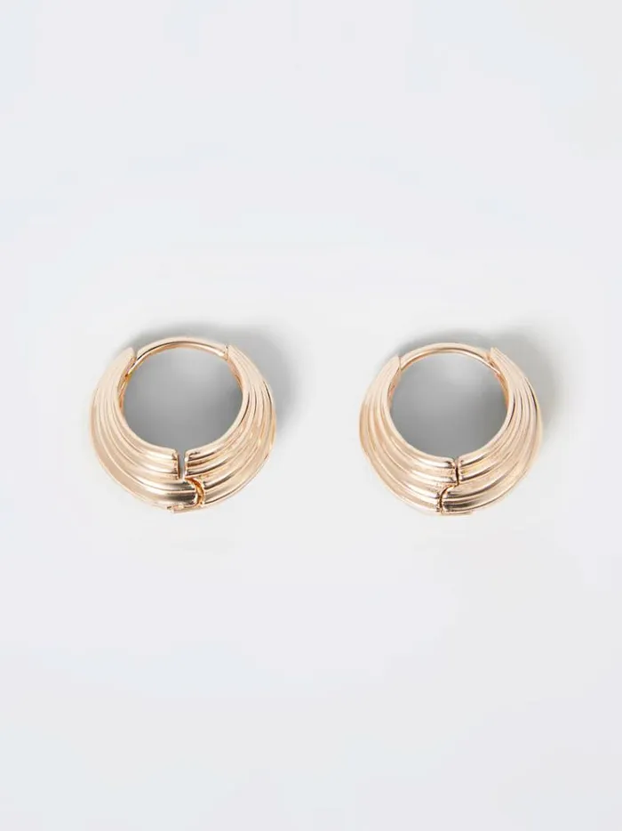 French Connection Jewellery Ridged Huggie Hoop Earrings Gold 8211 Woman
