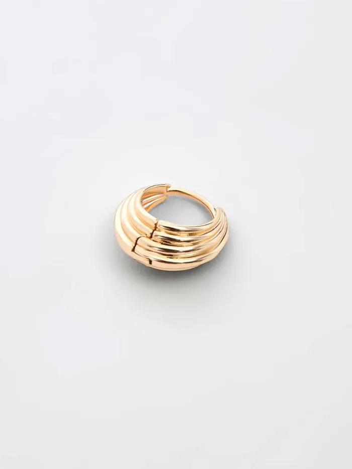 French Connection Jewellery Ridged Huggie Hoop Earrings Gold 8211 Woman