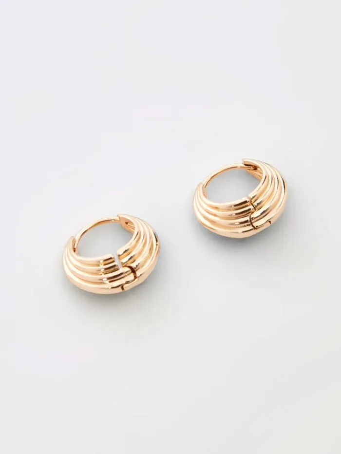 French Connection Jewellery Ridged Huggie Hoop Earrings Gold 8211 Woman
