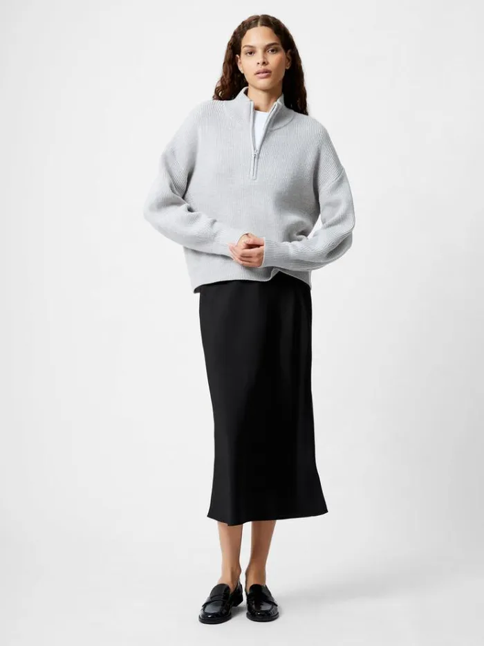 French Connection Jumpers and Cardigans Babysoft Half Zip Jumper Lgt Grey Mel 8211 Woman