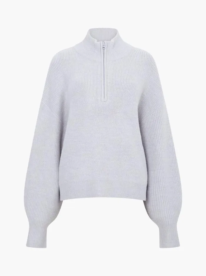 French Connection Jumpers and Cardigans Babysoft Half Zip Jumper Lgt Grey Mel 8211 Woman