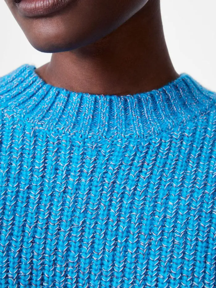 French Connection Jumpers and Cardigans Fisherman Crew Neck Jumper Blue Jewel 8211 Woman