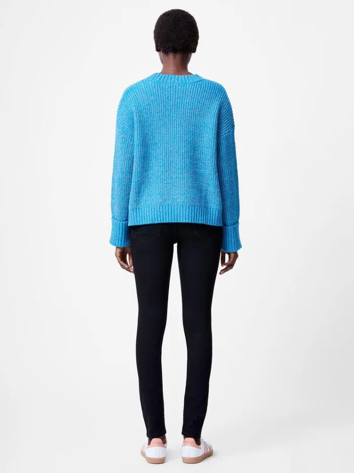 French Connection Jumpers and Cardigans Fisherman Crew Neck Jumper Blue Jewel 8211 Woman