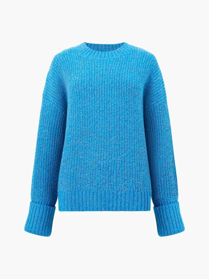 French Connection Jumpers and Cardigans Fisherman Crew Neck Jumper Blue Jewel 8211 Woman