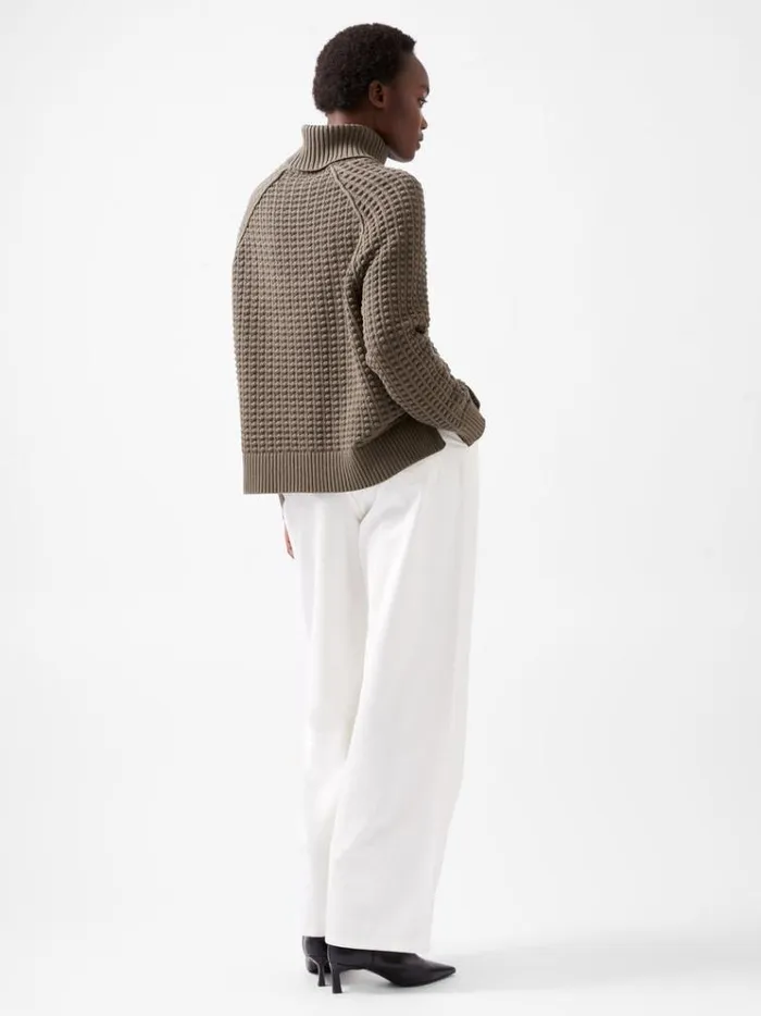 French Connection Jumpers and Cardigans Keya Popcorn Knit Mozart Jumper Tarmac Khaki 8211 Woman