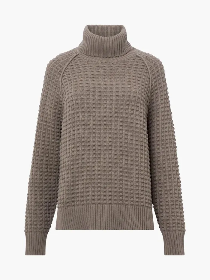 French Connection Jumpers and Cardigans Keya Popcorn Knit Mozart Jumper Tarmac Khaki 8211 Woman