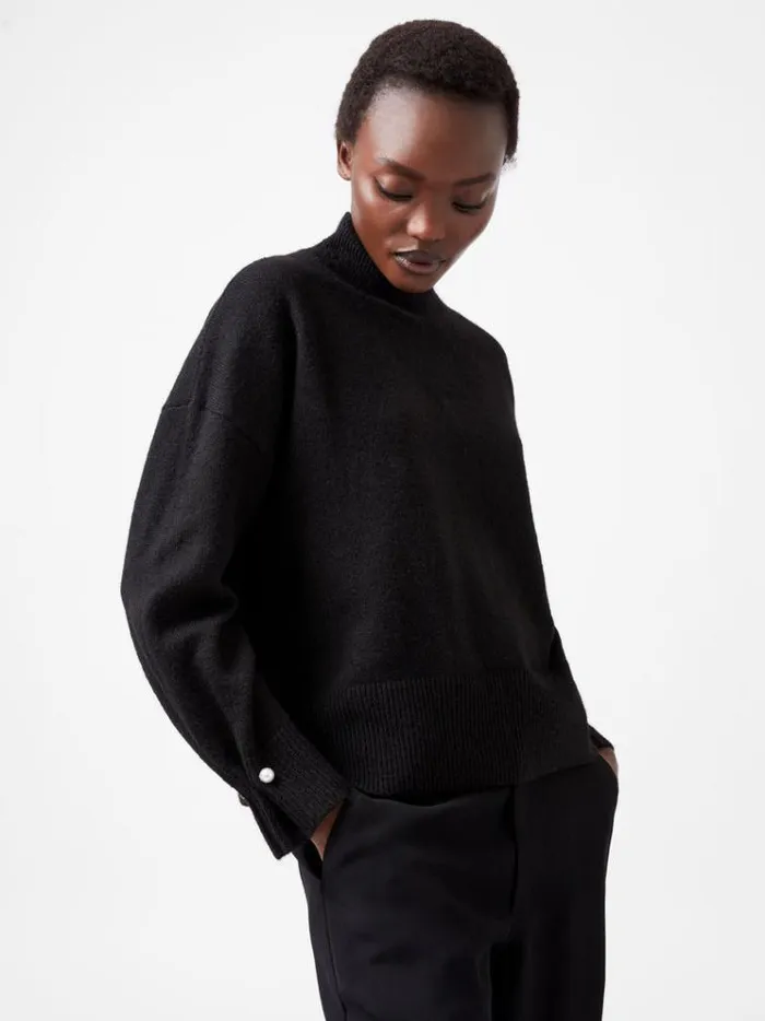 French Connection Jumpers and Cardigans Kezia Recycled Pearl Cuff Detail Jumper Blackout 8211 Woman French Connection Jumpers and Cardigans Kezia Recycled Pearl Cuff Detail Jumper Blackout 8211 Woman