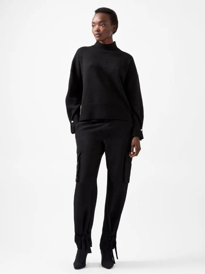 French Connection Jumpers and Cardigans Kezia Recycled Pearl Cuff Detail Jumper Blackout 8211 Woman