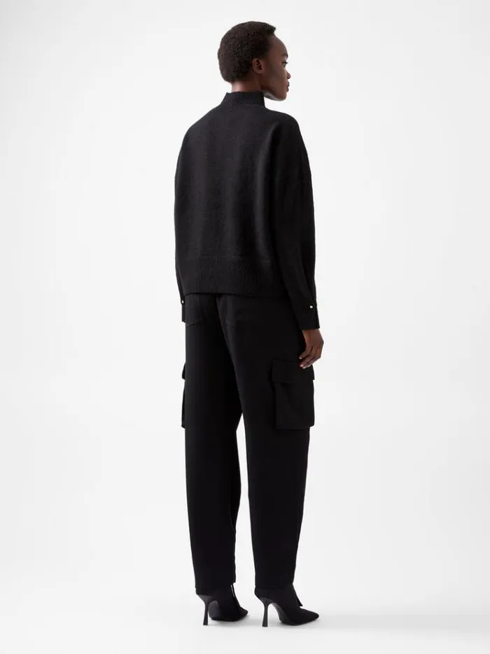 French Connection Jumpers and Cardigans Kezia Recycled Pearl Cuff Detail Jumper Blackout 8211 Woman
