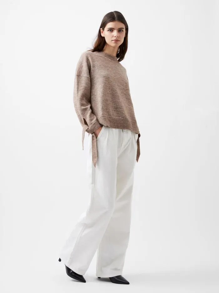 French Connection Jumpers and Cardigans Kezia Recycled Tie Up Sleeve Jumper Taupe Mel 8211 Woman