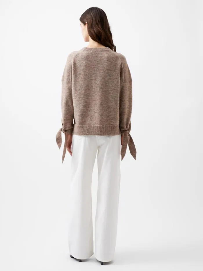 French Connection Jumpers and Cardigans Kezia Recycled Tie Up Sleeve Jumper Taupe Mel 8211 Woman