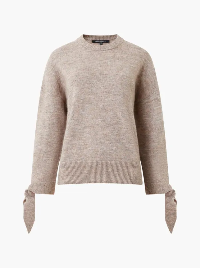 French Connection Jumpers and Cardigans Kezia Recycled Tie Up Sleeve Jumper Taupe Mel 8211 Woman