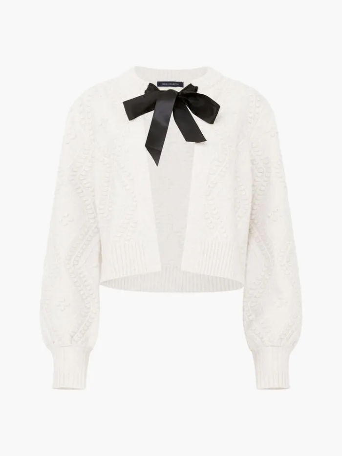 French Connection Jumpers and Cardigans Kitty Recycled Bobble Bow Cardigan Winter White 8211 Woman