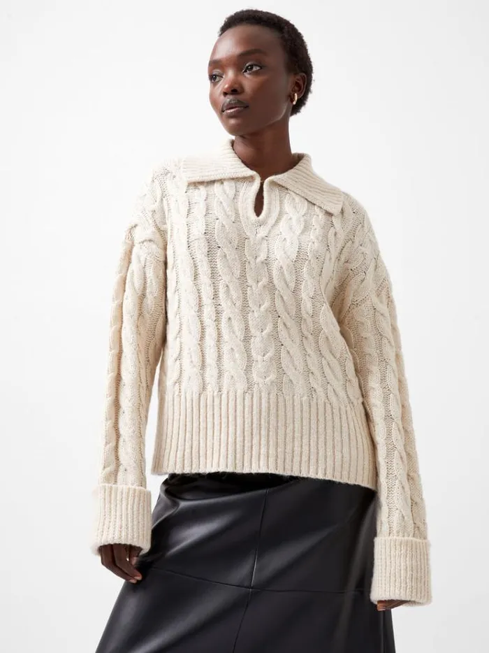 French Connection Jumpers and Cardigans Kyla Sparkle Long Sleeve Jumper Porcelain Cream 8211 Woman
