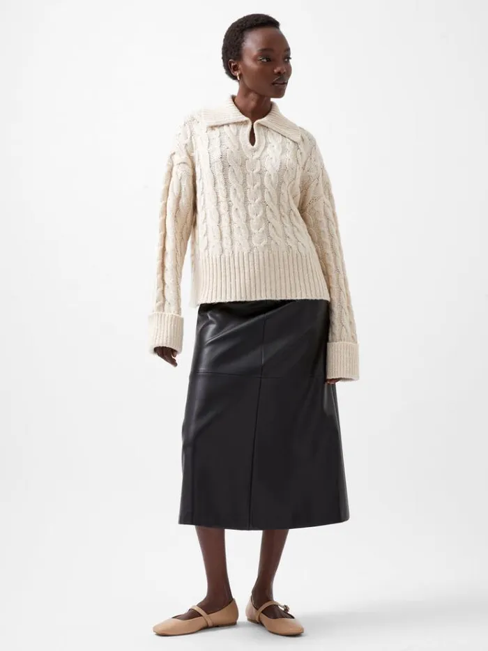French Connection Jumpers and Cardigans Kyla Sparkle Long Sleeve Jumper Porcelain Cream 8211 Woman
