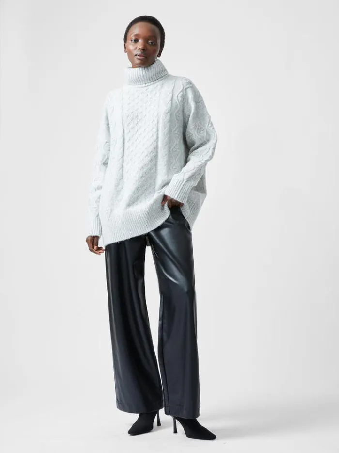 French Connection Jumpers and Cardigans Makira Long Sleeve Roll Neck Jumper Light Grey Mel 8211 Woman