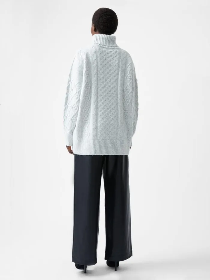 French Connection Jumpers and Cardigans Makira Long Sleeve Roll Neck Jumper Light Grey Mel 8211 Woman