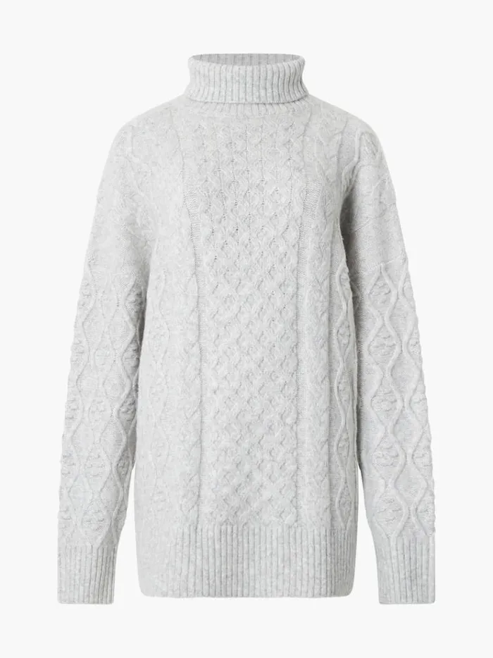 French Connection Jumpers and Cardigans Makira Long Sleeve Roll Neck Jumper Light Grey Mel 8211 Woman