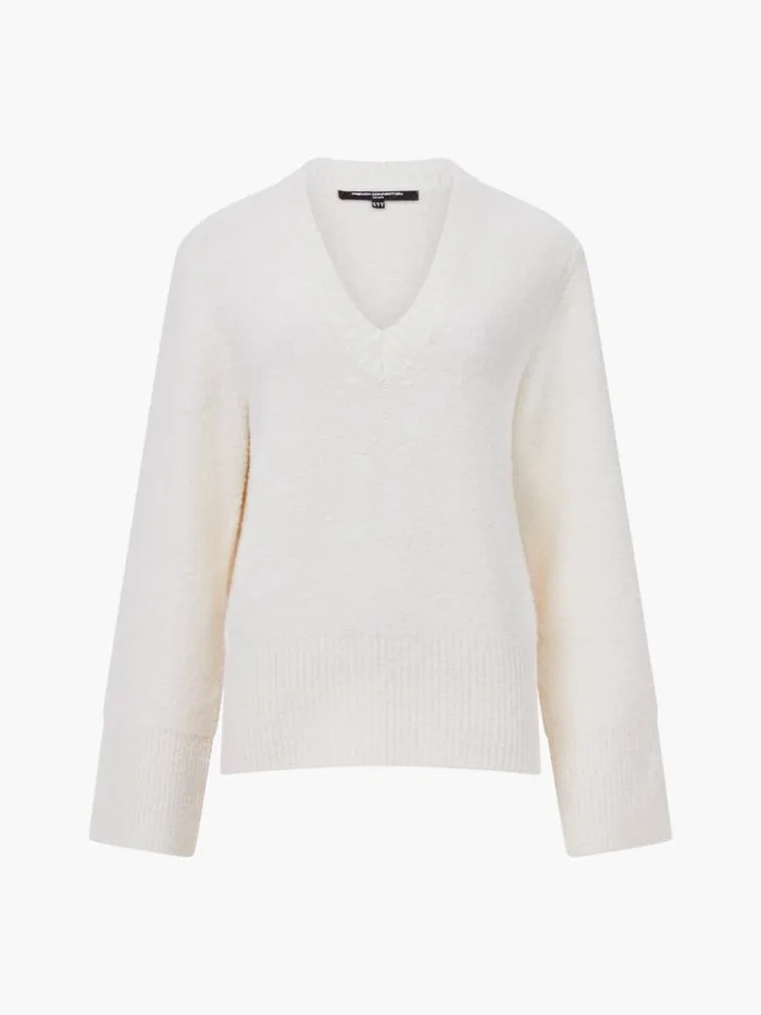 French Connection Jumpers and Cardigans Melissa Boucle VNeck Jumper Porcelain Cream 8211 Woman