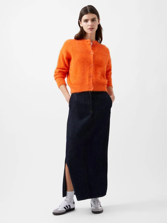 French Connection Jumpers and Cardigans Molly Feather Long Sleeve Cardigan Coral Rose 8211 Woman