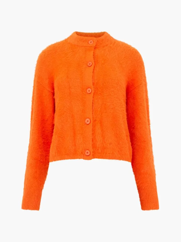 French Connection Jumpers and Cardigans Molly Feather Long Sleeve Cardigan Coral Rose 8211 Woman