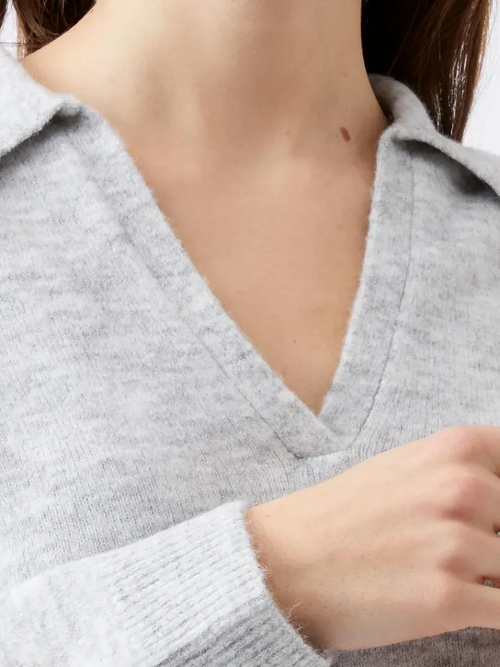 French Connection Jumpers and Cardigans Morena Recycled Collar Jumper Dove Grey Mel 8211 Woman