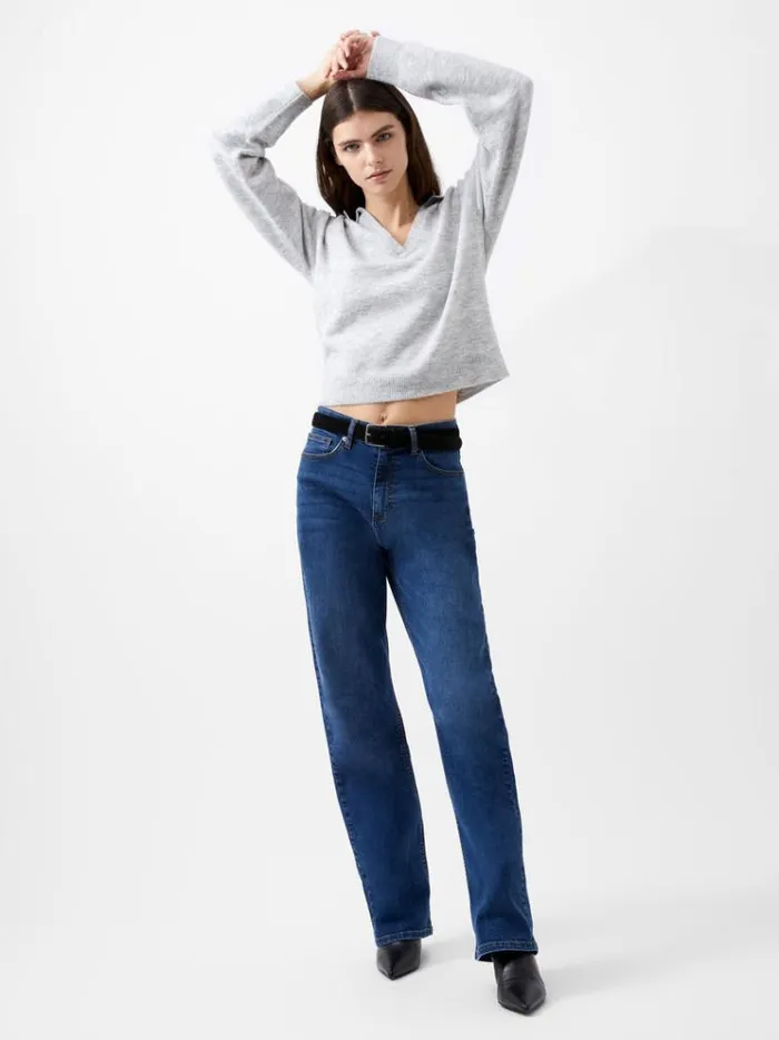 French Connection Jumpers and Cardigans Morena Recycled Collar Jumper Dove Grey Mel 8211 Woman