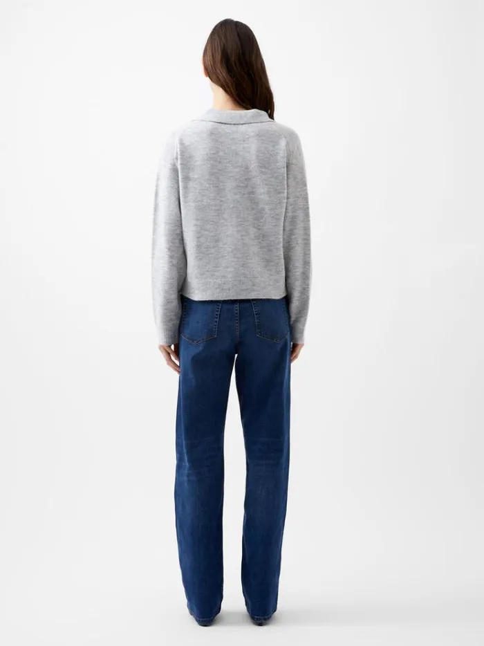 French Connection Jumpers and Cardigans Morena Recycled Collar Jumper Dove Grey Mel 8211 Woman