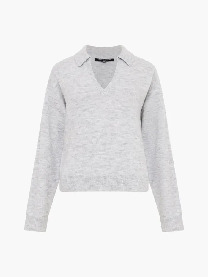 French Connection Jumpers and Cardigans Morena Recycled Collar Jumper Dove Grey Mel 8211 Woman