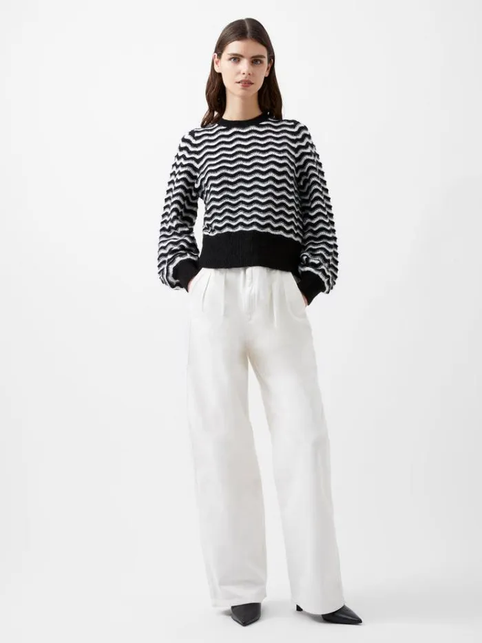 French Connection Jumpers and Cardigans Natasha Recycled Scallop Jumper Moonless Nightc Crm 8211 Woman