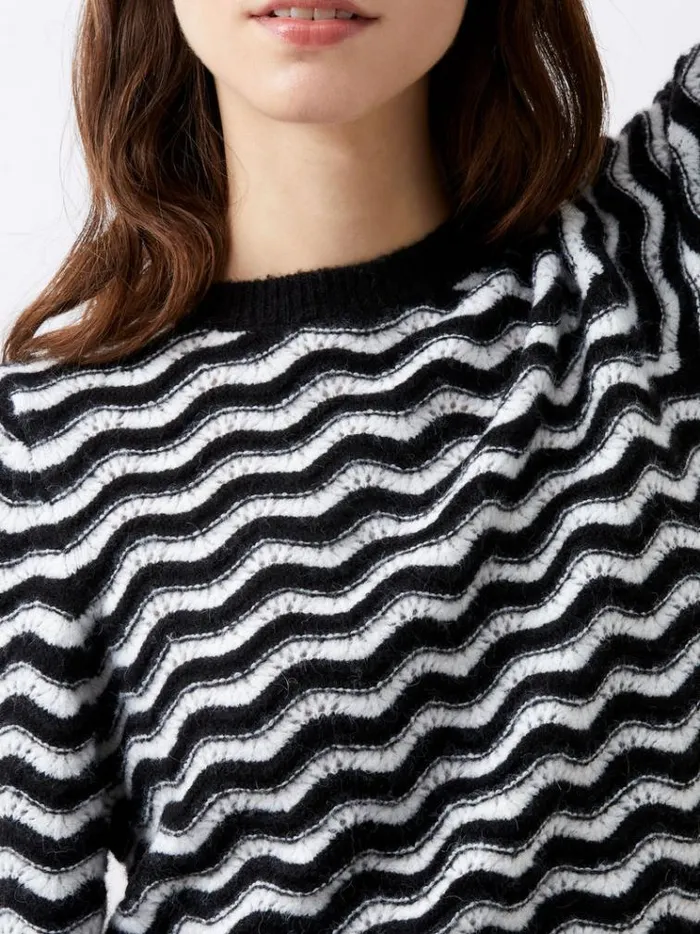 French Connection Jumpers and Cardigans Natasha Recycled Scallop Jumper Moonless Nightc Crm 8211 Woman