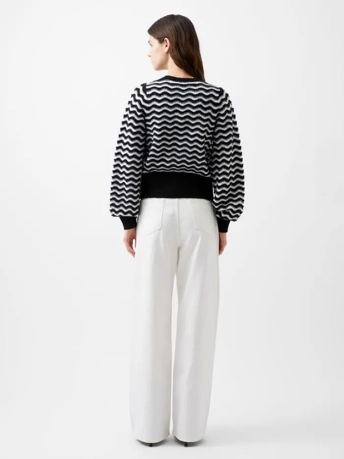 French Connection Jumpers and Cardigans Natasha Recycled Scallop Jumper Moonless Nightc Crm 8211 Woman