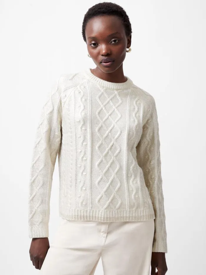 French Connection Jumpers and Cardigans Otilia Foil Cable Knit Jumper Winter White 8211 Woman French Connection Jumpers and Cardigans Otilia Foil Cable Knit Jumper Winter White 8211 Woman