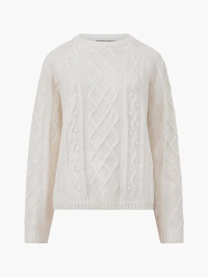 French Connection Jumpers and Cardigans Otilia Foil Cable Knit Jumper Winter White 8211 Woman