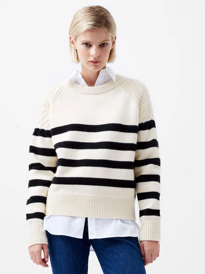 French Connection Jumpers and Cardigans Quinley Stripe Jumper Classic Creamblacko 8211 Woman French Connection Jumpers and Cardigans Quinley Stripe Jumper Classic Creamblacko 8211 Woman