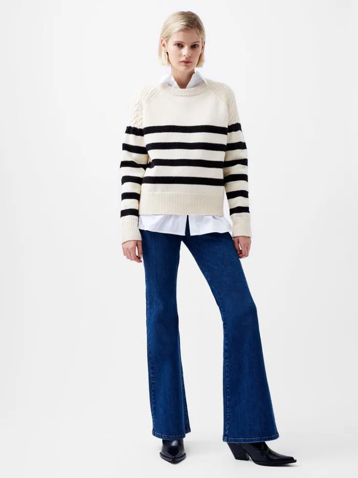 French Connection Jumpers and Cardigans Quinley Stripe Jumper Classic Creamblacko 8211 Woman