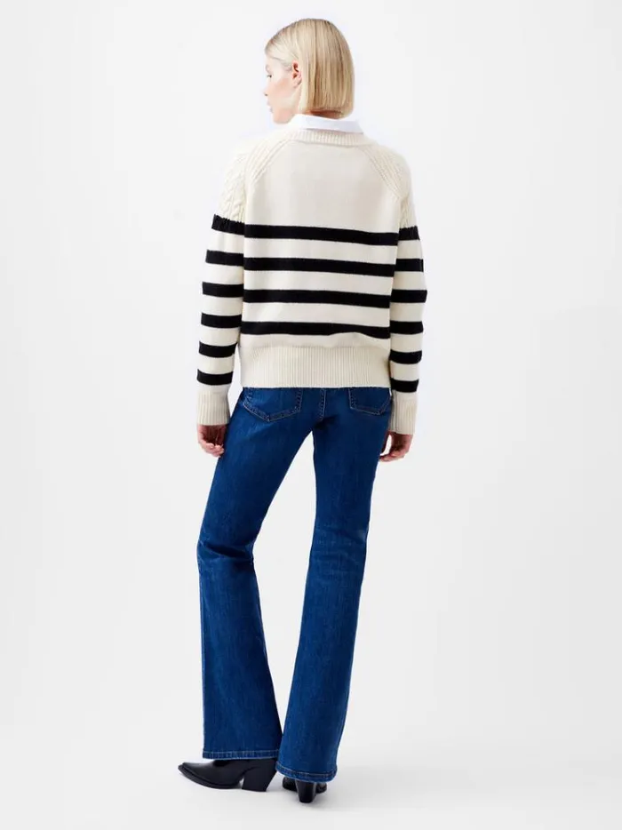 French Connection Jumpers and Cardigans Quinley Stripe Jumper Classic Creamblacko 8211 Woman