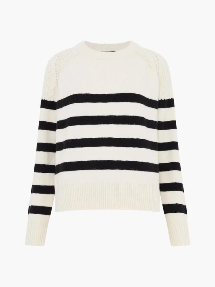 French Connection Jumpers and Cardigans Quinley Stripe Jumper Classic Creamblacko 8211 Woman