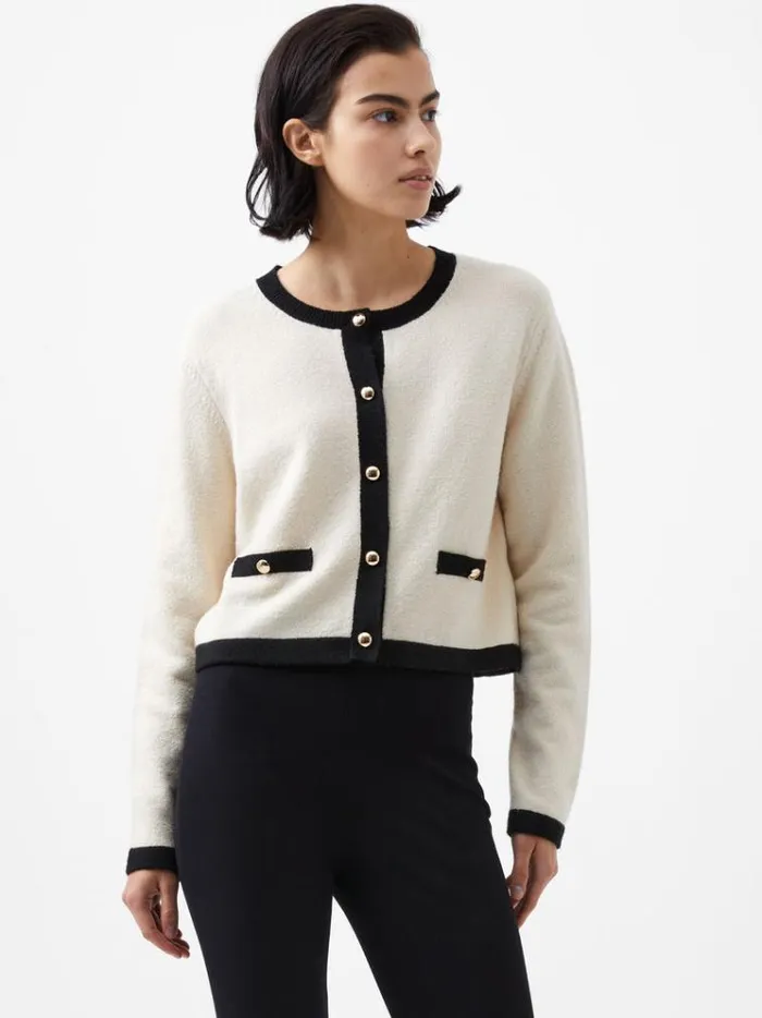 French Connection Jumpers and Cardigans Vhari Recycled Contrast Cardigan Classic Creamblack 8211 Woman French Connection Jumpers and Cardigans Vhari Recycled Contrast Cardigan Classic Creamblack 8211 Woman